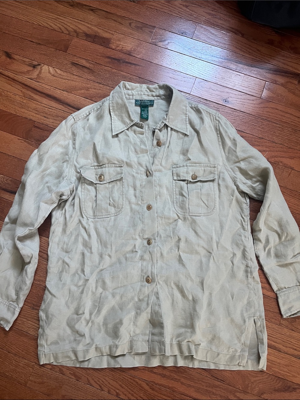 Lauren Ralph Lauren Women's Button-Front Shirt Jacket in Light Beige